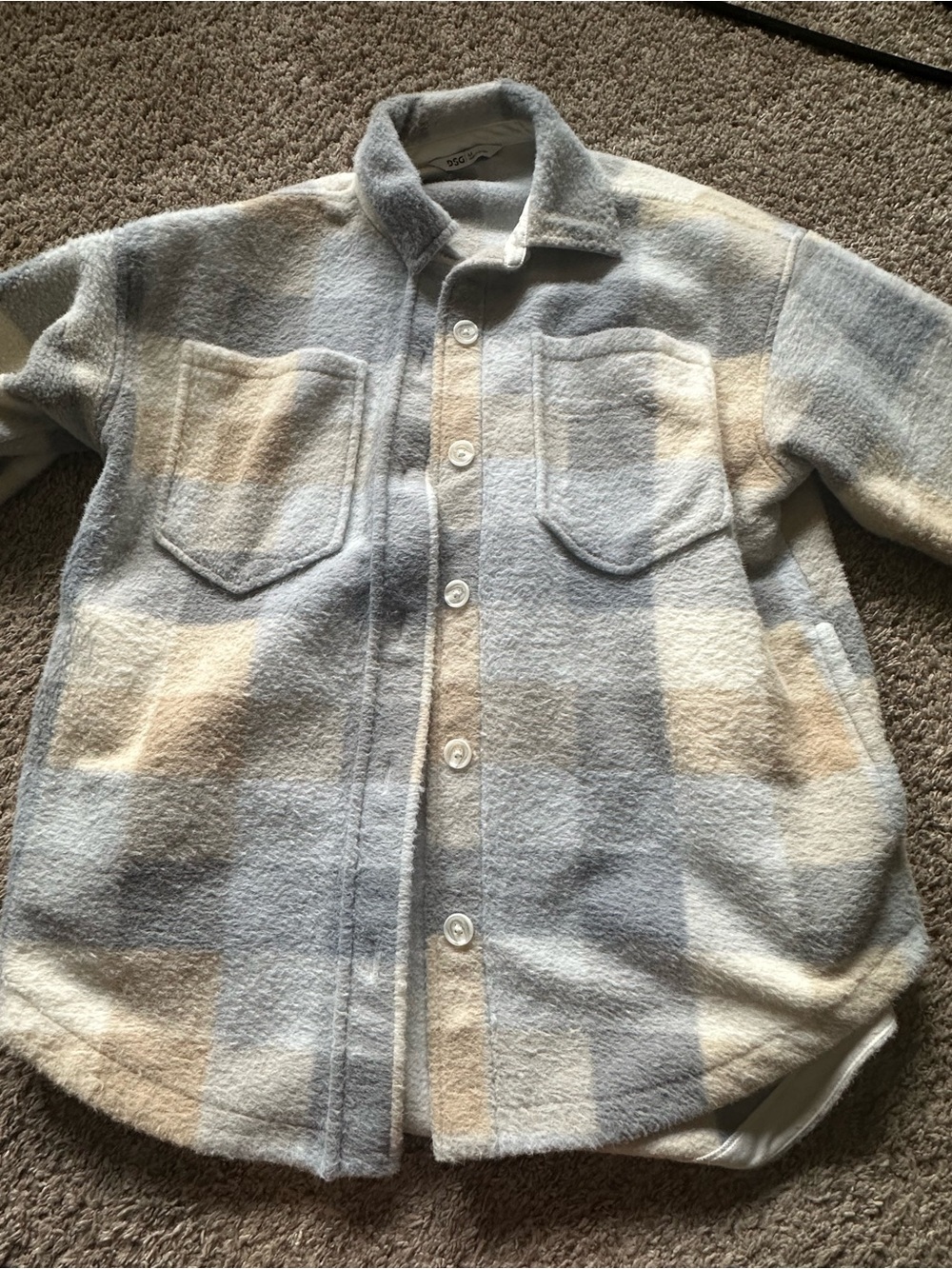 DSG Light Blue & Cream Plaid Button-Front Shacket